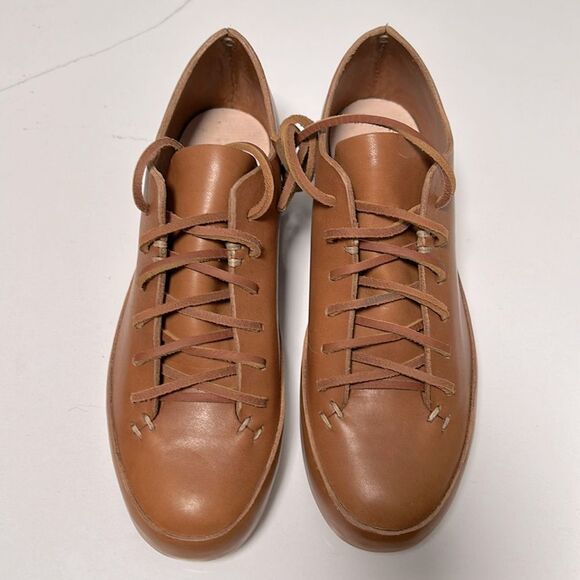 FEIT Hand Sewn Tan Leather Low Top Sneakers - Sz 35 - US 5 - Picture 2 of 15